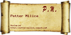 Petter Milica névjegykártya